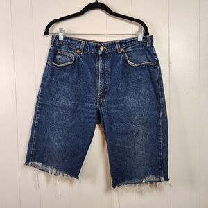 Vintage Levis 619 Jean Shorts Jorts Cutoffs Frayed Dark Festival Orange Tab 31